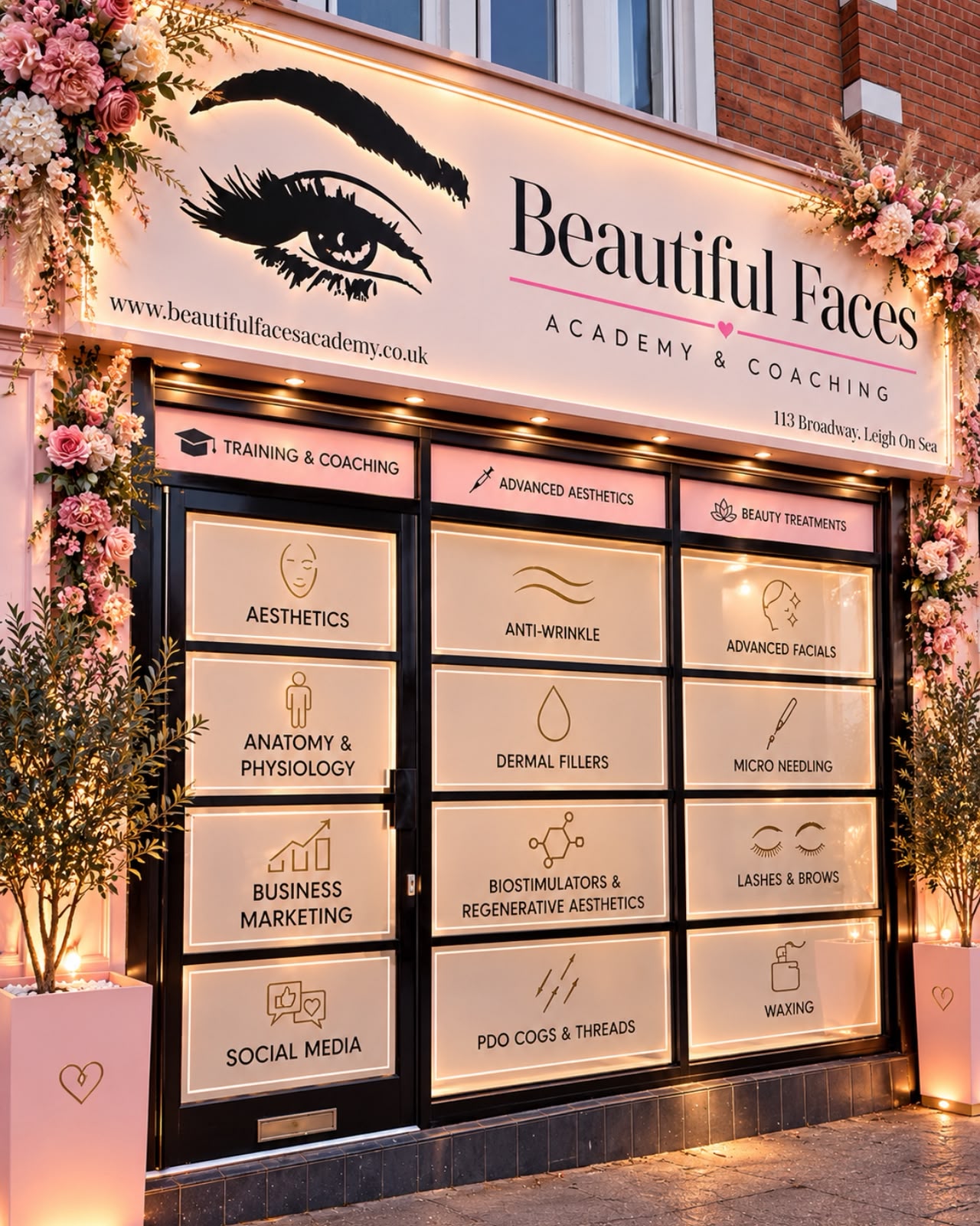 The Beautiful Faces Academy shopfront on The Broadway, Leigh-on-Sea